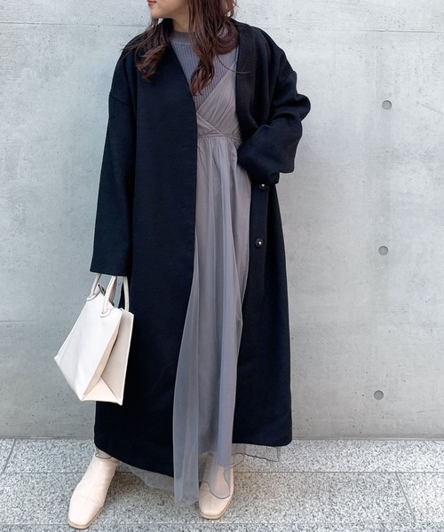 archives(アルシーヴ)の「Vネックコート(ノーカラーコート・レディース・アイボリー/ブラック/モカ/ベージュ・MEDIUM)」の13枚目の写真