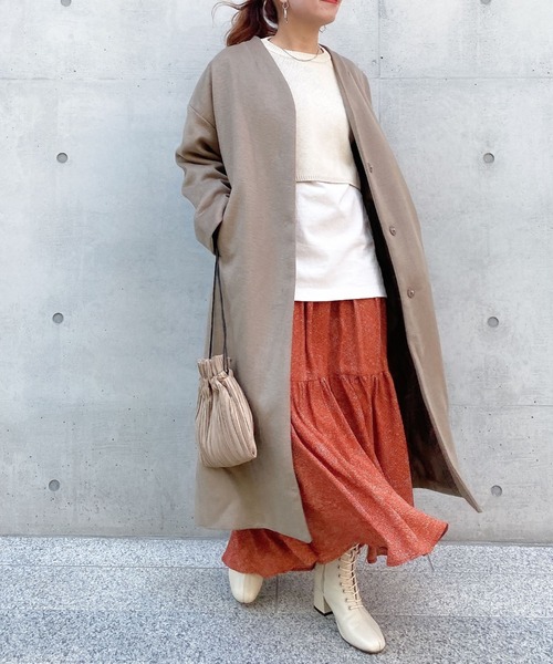 archives(アルシーヴ)の「Vネックコート(ノーカラーコート・レディース・アイボリー/ブラック/モカ/ベージュ・MEDIUM)」の9枚目の写真