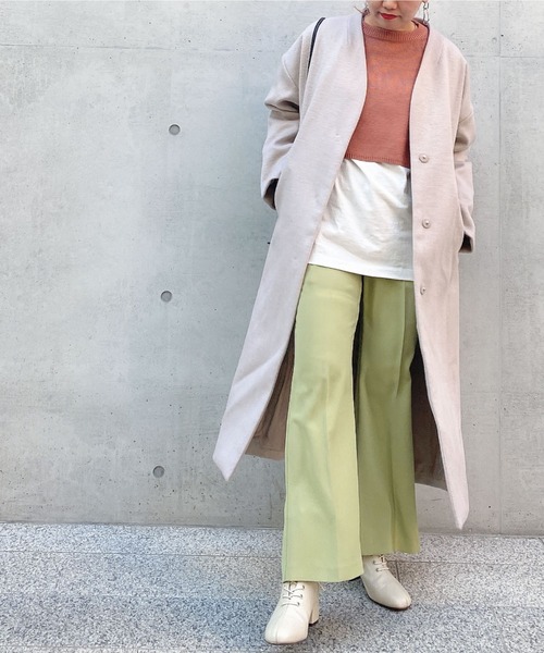 archives(アルシーヴ)の「Vネックコート(ノーカラーコート・レディース・アイボリー/ブラック/モカ/ベージュ・MEDIUM)」の6枚目の写真