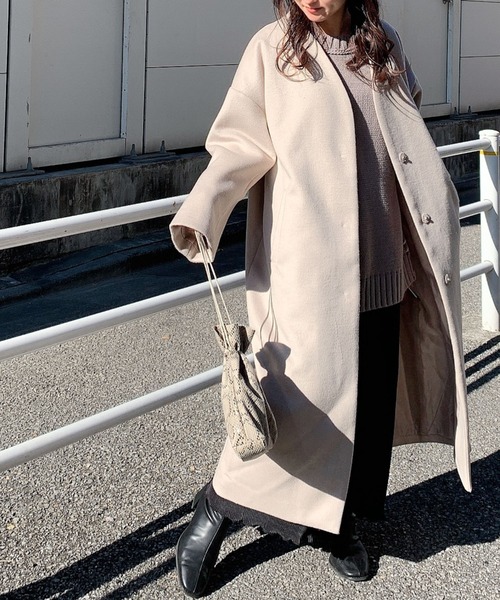 archives(アルシーヴ)の「Vネックコート(ノーカラーコート・レディース・アイボリー/ブラック/モカ/ベージュ・MEDIUM)」の11枚目の写真