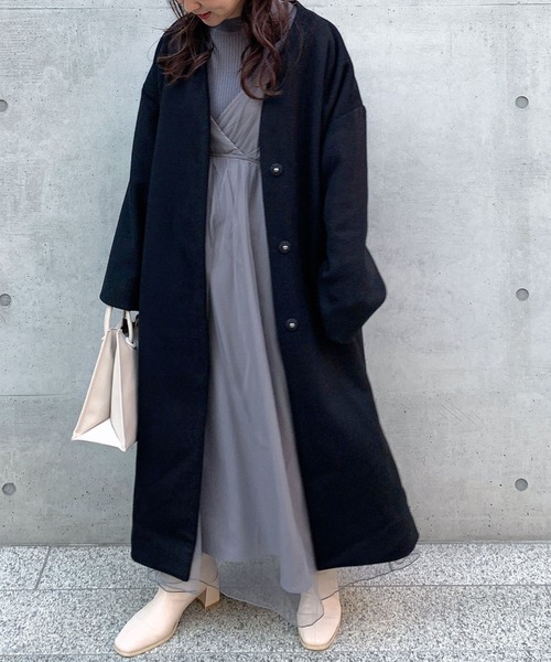 archives(アルシーヴ)の「Vネックコート(ノーカラーコート・レディース・アイボリー/ブラック/モカ/ベージュ・MEDIUM)」の15枚目の写真