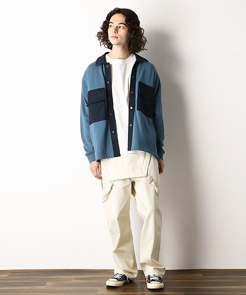Purple&Yellow(パープルアンドイエロー)の「切替 CPOシャツ ブルゾン(ブルゾン・メンズ・ベージュ/ブルー・SMALL/MEDIUM/LARGE/X-SMALL/X-LARGE)」の3枚目の写真