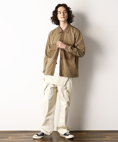 Purple&Yellow(パープルアンドイエロー)の「切替 CPOシャツ ブルゾン(ブルゾン・メンズ・ベージュ/ブルー・SMALL/MEDIUM/LARGE/X-SMALL/X-LARGE)」の5枚目の写真