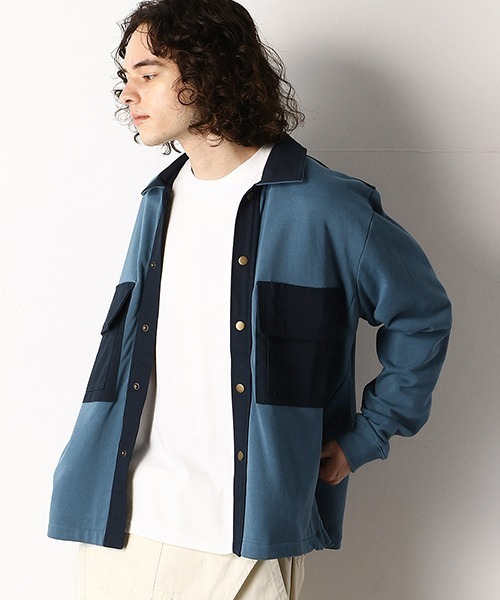 Purple&Yellow(パープルアンドイエロー)の「切替 CPOシャツ ブルゾン(ブルゾン・メンズ・ベージュ/ブルー・SMALL/MEDIUM/LARGE/X-SMALL/X-LARGE)」の7枚目の写真