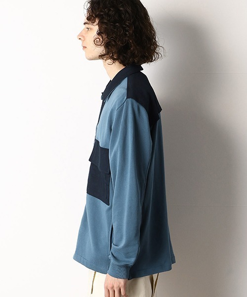 Purple&Yellow(パープルアンドイエロー)の「切替 CPOシャツ ブルゾン(ブルゾン・メンズ・ベージュ/ブルー・SMALL/MEDIUM/LARGE/X-SMALL/X-LARGE)」の8枚目の写真