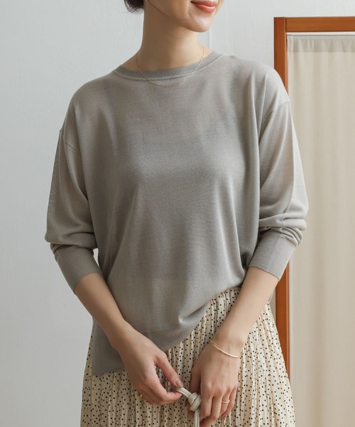 URBAN RESEARCH DOORS(アーバンリサーチドアーズ)の「ハイゲージシアーニットプルオーバー(ニット/セーター・レディース・ネイビー/ミント/ライトベージュ・ONE)」の2枚目の写真