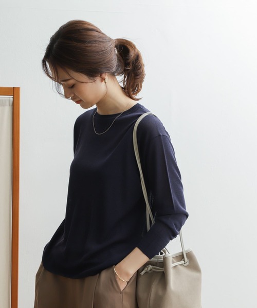 URBAN RESEARCH DOORS(アーバンリサーチドアーズ)の「ハイゲージシアーニットプルオーバー(ニット/セーター・レディース・ネイビー/ミント/ライトベージュ・ONE)」の21枚目の写真