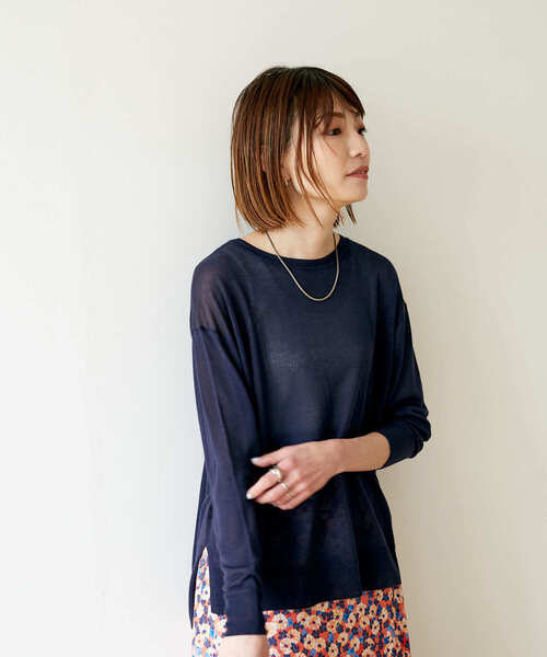 URBAN RESEARCH DOORS(アーバンリサーチドアーズ)の「ハイゲージシアーニットプルオーバー(ニット/セーター・レディース・ネイビー/ミント/ライトベージュ・ONE)」の12枚目の写真