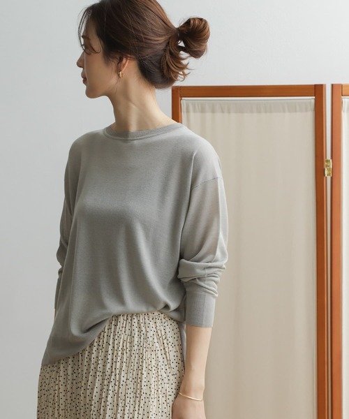 URBAN RESEARCH DOORS(アーバンリサーチドアーズ)の「ハイゲージシアーニットプルオーバー(ニット/セーター・レディース・ネイビー/ミント/ライトベージュ・ONE)」の16枚目の写真