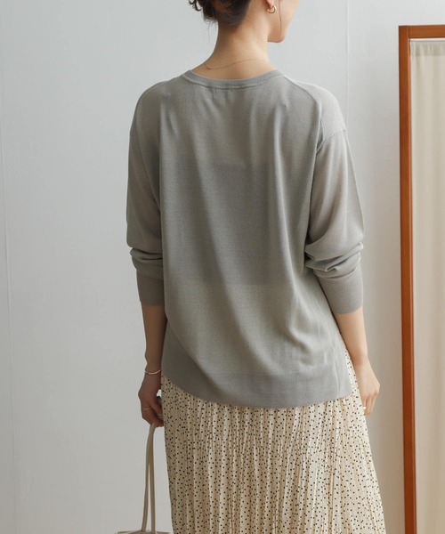 URBAN RESEARCH DOORS(アーバンリサーチドアーズ)の「ハイゲージシアーニットプルオーバー(ニット/セーター・レディース・ネイビー/ミント/ライトベージュ・ONE)」の19枚目の写真