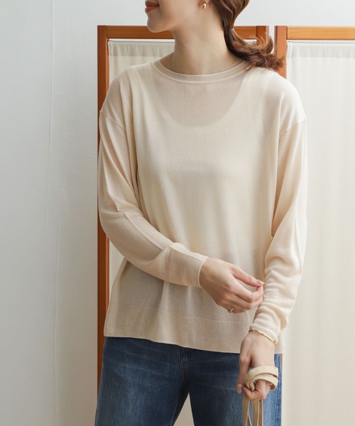 URBAN RESEARCH DOORS(アーバンリサーチドアーズ)の「ハイゲージシアーニットプルオーバー(ニット/セーター・レディース・ネイビー/ミント/ライトベージュ・ONE)」の6枚目の写真