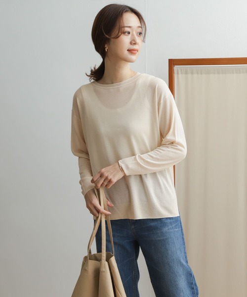 URBAN RESEARCH DOORS(アーバンリサーチドアーズ)の「ハイゲージシアーニットプルオーバー(ニット/セーター・レディース・ネイビー/ミント/ライトベージュ・ONE)」の20枚目の写真