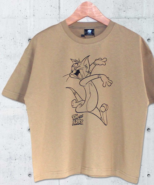 THE CASUAL(カジュアル)の「TOMandJERRY ビッグシルエットトムプリント半袖Tシャツ カットソー キッズ(Tシャツ/カットソー・キッズ・ミント/モカ/ベージュ/ラベンダー/オフホワイト/チャコール・130cm/140cm/120cm/150cm/160cm/110cm)」の1枚目の写真