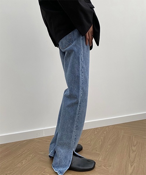 COLN】Side slit Pants in Washed Denim CLN21S12PT