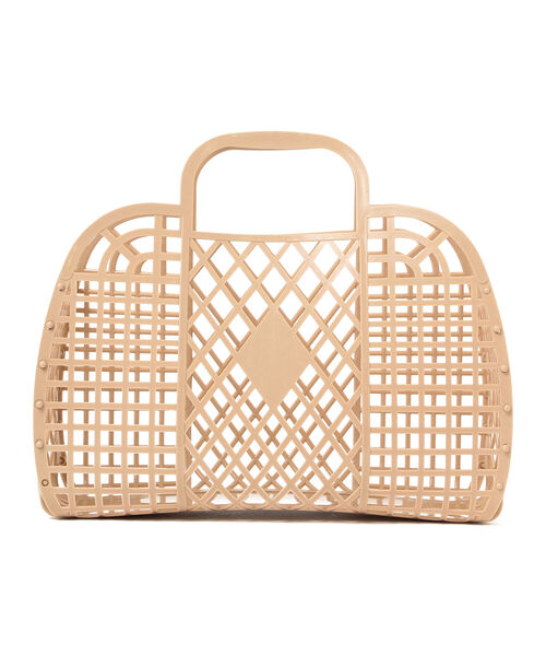 こども ビームス（コドモビームス）の「Sun Jellies / レトロ バスケット L（トートバッグ・キッズ・ブラウン系その他2/クリーム・ONE SIZE）」の2枚目の写真