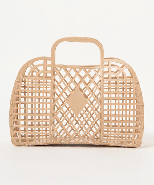 こども ビームス（コドモビームス）の「Sun Jellies / レトロ バスケット L（トートバッグ・キッズ・ブラウン系その他2/クリーム・ONE SIZE）」の7枚目の写真