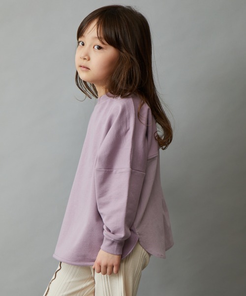 &yam(アンドヤム)の「プレミアムコットン異素材切り替え配色ポンチョトップス(Tシャツ/カットソー・キッズ・ピンク/オレンジ/グレー/ホワイト/ブラック/ベージュ/ブルー/パープル・120-130cm/110-120cm/130-140cm/150-160cm/140-150cm)」の7枚目の写真