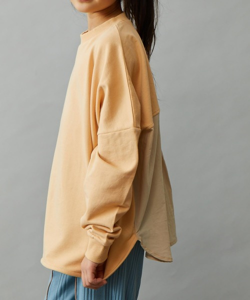 &yam(アンドヤム)の「プレミアムコットン異素材切り替え配色ポンチョトップス(Tシャツ/カットソー・キッズ・ピンク/オレンジ/グレー/ホワイト/ブラック/ベージュ/ブルー/パープル・120-130cm/110-120cm/130-140cm/150-160cm/140-150cm)」の1枚目の写真