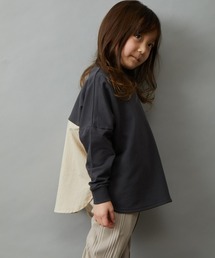 ＆yam | 【&yam】プレミアムコットン異素材切り替え配色ポンチョトップス(Tシャツ/カットソー)