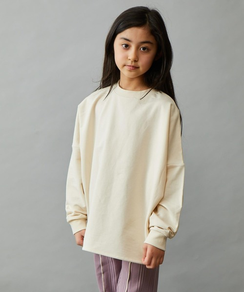 &yam(アンドヤム)の「プレミアムコットン異素材切り替え配色ポンチョトップス(Tシャツ/カットソー・キッズ・ピンク/オレンジ/グレー/ホワイト/ブラック/ベージュ/ブルー/パープル・120-130cm/110-120cm/130-140cm/150-160cm/140-150cm)」の18枚目の写真