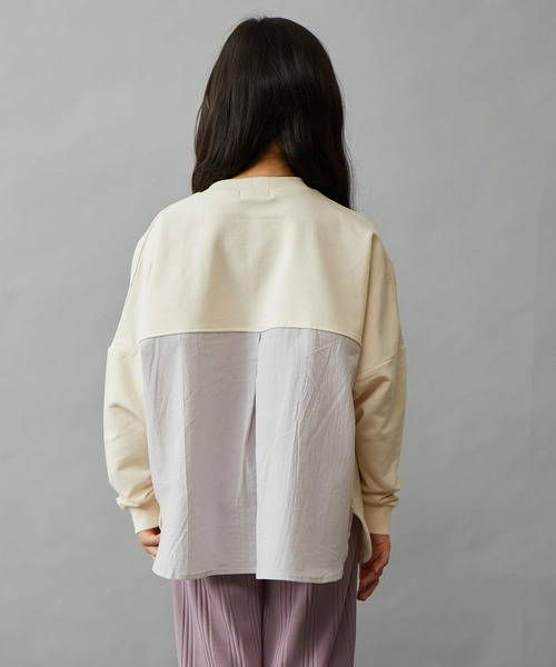 &yam(アンドヤム)の「プレミアムコットン異素材切り替え配色ポンチョトップス(Tシャツ/カットソー・キッズ・ピンク/オレンジ/グレー/ホワイト/ブラック/ベージュ/ブルー/パープル・120-130cm/110-120cm/130-140cm/150-160cm/140-150cm)」の19枚目の写真