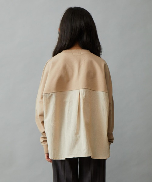 &yam(アンドヤム)の「プレミアムコットン異素材切り替え配色ポンチョトップス(Tシャツ/カットソー・キッズ・ピンク/オレンジ/グレー/ホワイト/ブラック/ベージュ/ブルー/パープル・120-130cm/110-120cm/130-140cm/150-160cm/140-150cm)」の9枚目の写真