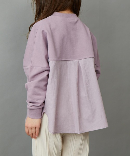 &yam(アンドヤム)の「プレミアムコットン異素材切り替え配色ポンチョトップス(Tシャツ/カットソー・キッズ・ピンク/オレンジ/グレー/ホワイト/ブラック/ベージュ/ブルー/パープル・120-130cm/110-120cm/130-140cm/150-160cm/140-150cm)」の13枚目の写真