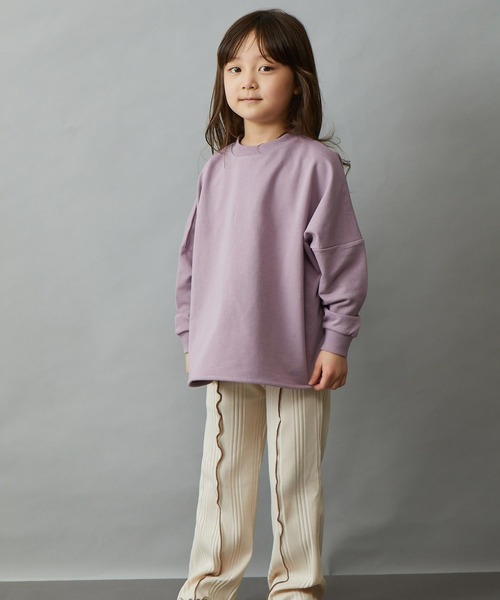 &yam(アンドヤム)の「プレミアムコットン異素材切り替え配色ポンチョトップス(Tシャツ/カットソー・キッズ・ピンク/オレンジ/グレー/ホワイト/ブラック/ベージュ/ブルー/パープル・120-130cm/110-120cm/130-140cm/150-160cm/140-150cm)」の12枚目の写真