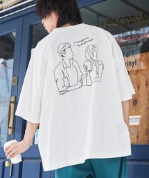 コットン天竺 オーバーサイズ イラストロゴ&転写プリント 半袖カットソー