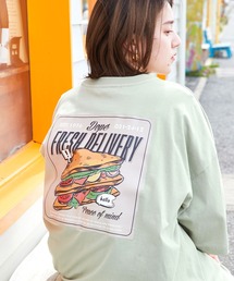 コットン天竺 オーバーサイズ イラストロゴ&転写プリント 半袖カットソー