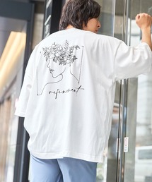 コットン天竺 オーバーサイズ イラストロゴ&転写プリント 半袖カットソー