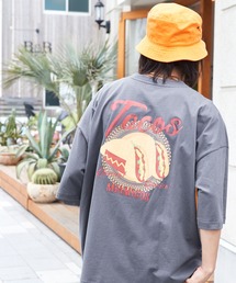 コットン天竺 オーバーサイズ イラストロゴ&転写プリント 半袖カットソー