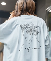 コットン天竺 オーバーサイズ イラストロゴ＆転写プリント 半袖カットソー