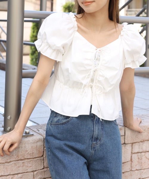 one after another NICE CLAUP(ワンアフターアナザーナイスクラップ)の「2枚セットチロルブラウス(シャツ/ブラウス・レディース・ベージュ/オフホワイト/ブラック系その他・FREE)」の2枚目の写真