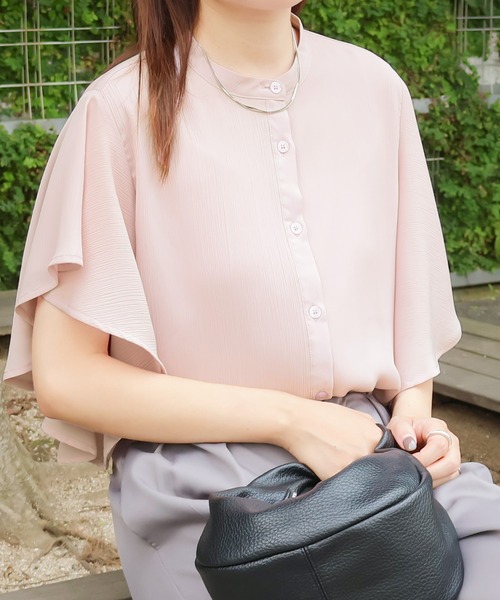 Social GIRL（ソーシャルガール）の「フリルフレアスリーブブラウス（シャツ/ブラウス・レディース・ブラック/ベージュ/オフホワイト/ブルー/ピンクベージュ/グレー/モカ/スモークピンク・S/M/L/LL）」の7枚目の写真