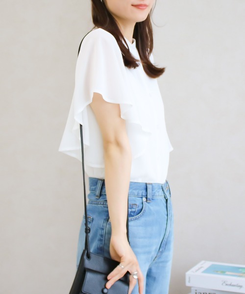 Social GIRL（ソーシャルガール）の「フリルフレアスリーブブラウス（シャツ/ブラウス・レディース・ブラック/ベージュ/オフホワイト/ブルー/ピンクベージュ/グレー/モカ/スモークピンク・S/M/L/LL）」の21枚目の写真