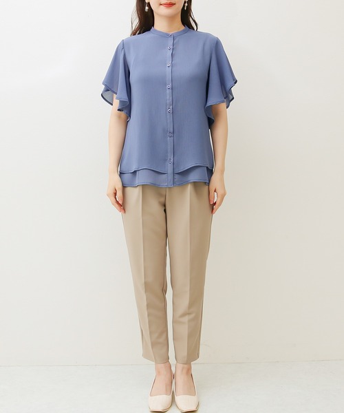 Social GIRL（ソーシャルガール）の「フリルフレアスリーブブラウス（シャツ/ブラウス・レディース・ブラック/ベージュ/オフホワイト/ブルー/ピンクベージュ/グレー/モカ/スモークピンク・S/M/L/LL）」の10枚目の写真