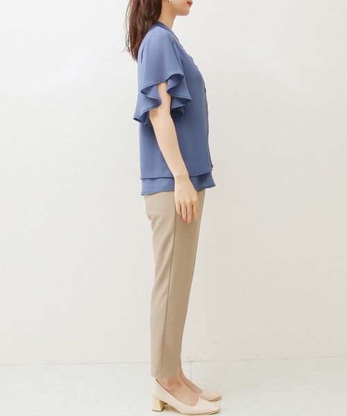 Social GIRL（ソーシャルガール）の「フリルフレアスリーブブラウス（シャツ/ブラウス・レディース・ブラック/ベージュ/オフホワイト/ブルー/ピンクベージュ/グレー/モカ/スモークピンク・S/M/L/LL）」の11枚目の写真