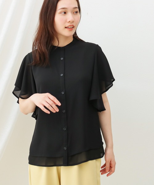 Social GIRL（ソーシャルガール）の「フリルフレアスリーブブラウス（シャツ/ブラウス・レディース・ブラック/ベージュ/オフホワイト/ブルー/ピンクベージュ/グレー/モカ/スモークピンク・S/M/L/LL）」の14枚目の写真