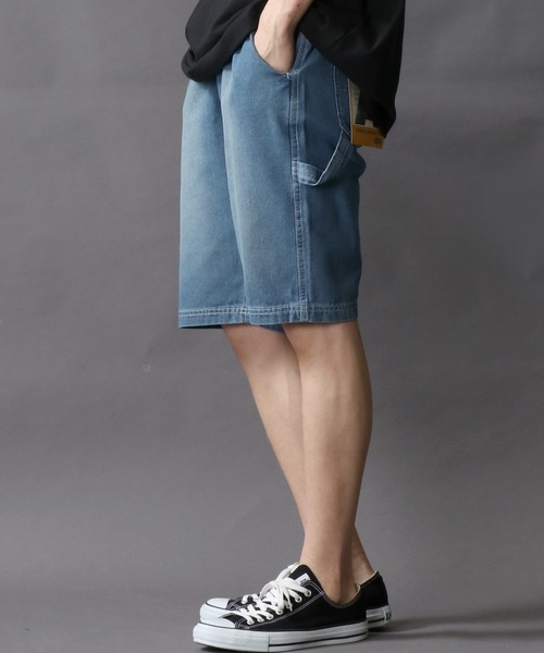 SITRY（シトリー）の「Loose tapered painter shorts/ルーズテーパード ペインターショーツ（デニムパンツ・メンズ・ブラック/ブラウン/ライトインディゴブルー/ストライプ/ワンウォッシュ・M/L）」の2枚目の写真
