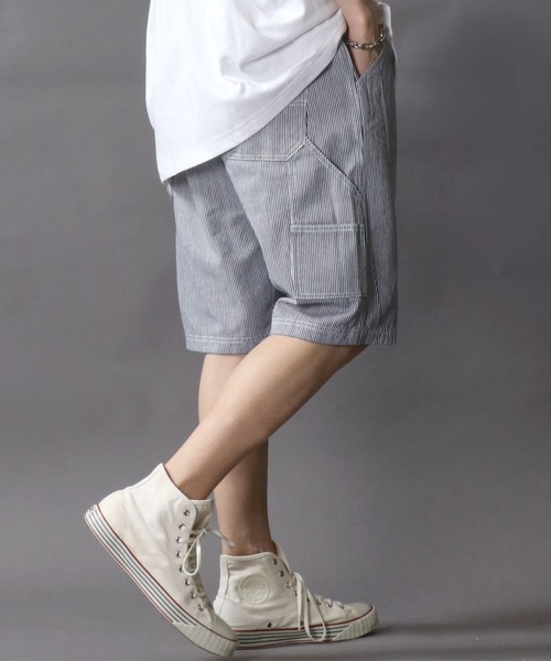 SITRY（シトリー）の「Loose tapered painter shorts/ルーズテーパード ペインターショーツ（デニムパンツ・メンズ・ブラック/ブラウン/ライトインディゴブルー/ストライプ/ワンウォッシュ・M/L）」の5枚目の写真