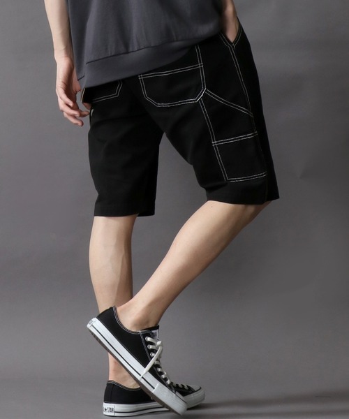 SITRY（シトリー）の「Loose tapered painter shorts/ルーズテーパード ペインターショーツ（デニムパンツ・メンズ・ブラック/ブラウン/ライトインディゴブルー/ストライプ/ワンウォッシュ・M/L）」の3枚目の写真