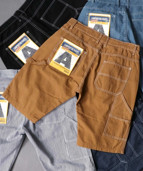 SITRY（シトリー）の「Loose tapered painter shorts/ルーズテーパード ペインターショーツ（デニムパンツ・メンズ・ブラック/ブラウン/ライトインディゴブルー/ストライプ/ワンウォッシュ・M/L）」の7枚目の写真