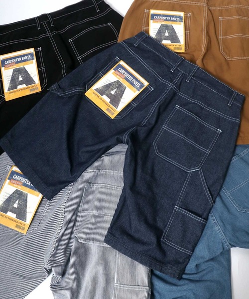 SITRY（シトリー）の「Loose tapered painter shorts/ルーズテーパード ペインターショーツ（デニムパンツ・メンズ・ブラック/ブラウン/ライトインディゴブルー/ストライプ/ワンウォッシュ・M/L）」の17枚目の写真