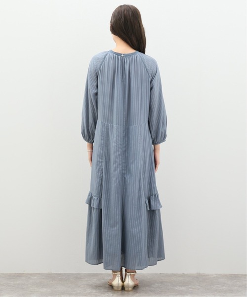 24SS スローブイエナ　シャドーストライプワンピース ロングワンピース　半袖 SLOBE IENA（スローブイエナ）の「シャドーストライプワンピース