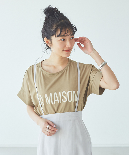 abahouse mavie（アバハウスマヴィ）の「【販売店舗限定】ワイドビッグロゴTシャツ（Tシャツ/カットソー・レディース・ホワイト/ベージュ/チャコールグレー/モスグリーン・フリー）」の7枚目の写真