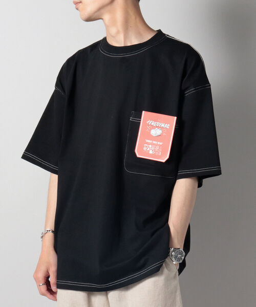 FREDY MAC（フレディーマック）の「【新色追加】【FREDYMAC ”SUNDAY TOOLS WEAR”】コントラストステッチポケットTシャツ（Tシャツ/カットソー・メンズ・アイボリー/オフホワイト/ブラック/ミント/ピンク/パープル/イエロー・M）」の4枚目の写真