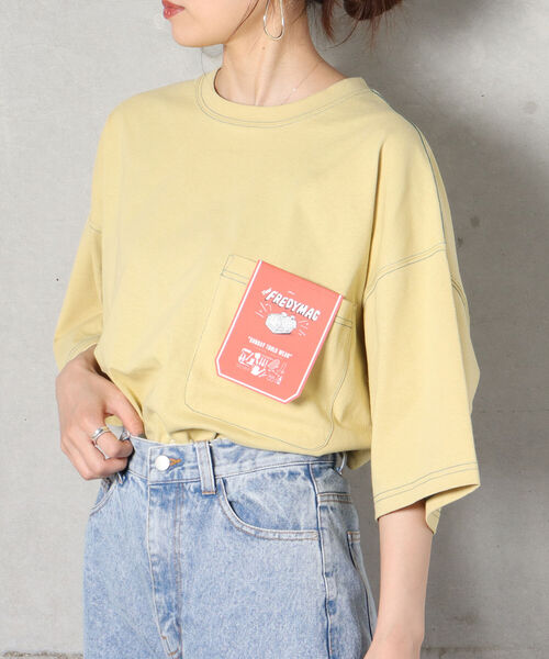 FREDY MAC（フレディーマック）の「【新色追加】【FREDYMAC ”SUNDAY TOOLS WEAR”】コントラストステッチポケットTシャツ（Tシャツ/カットソー・メンズ・アイボリー/オフホワイト/ブラック/ミント/ピンク/パープル/イエロー・M）」の8枚目の写真