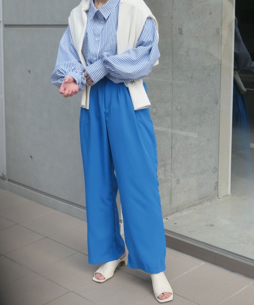 CORNERS(コーナーズ)の「カラーストレートスラックスパンツ(スラックス・レディース・ネイビー/ブラウン/レッド/グリーン/ライトベージュ/ブラック/ライトグリーン/ベージュ系その他/パープル/ブルー/ピンク・M/L)」の1枚目の写真