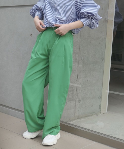 CORNERS(コーナーズ)の「カラーストレートスラックスパンツ(スラックス・レディース・ネイビー/ブラウン/レッド/グリーン/ライトベージュ/ブラック/ライトグリーン/ベージュ系その他/パープル/ブルー/ピンク・M/L)」の7枚目の写真